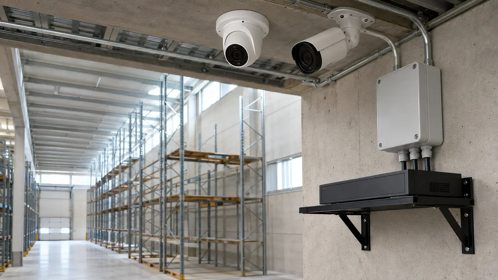 Lojistik tesisinde IP kamera, bağlantı kutusu ve NVR kurulumu
